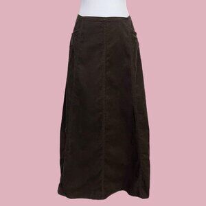 y2k brown micro corduroy downtown it girl elevated basic a line maxi skirt